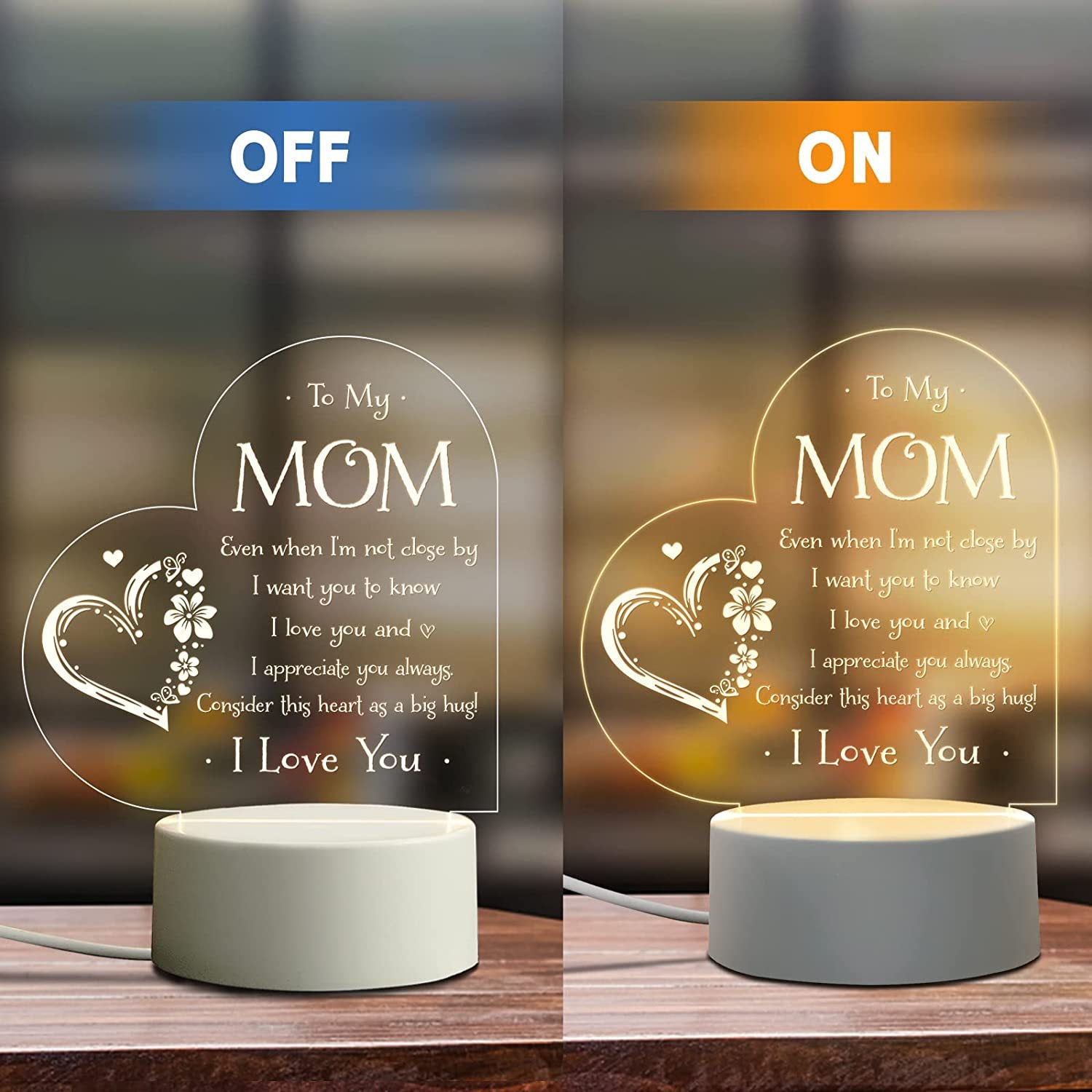 Mom Acrylic LED Night Light | Mother's Day Gift for Her